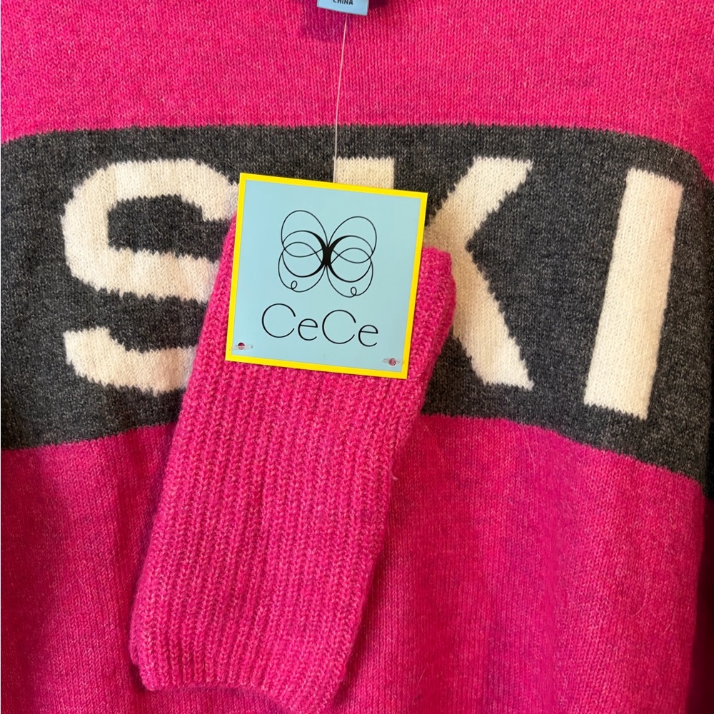CeCe Pink and Gray SKI Sweater - Picture 3 of 5